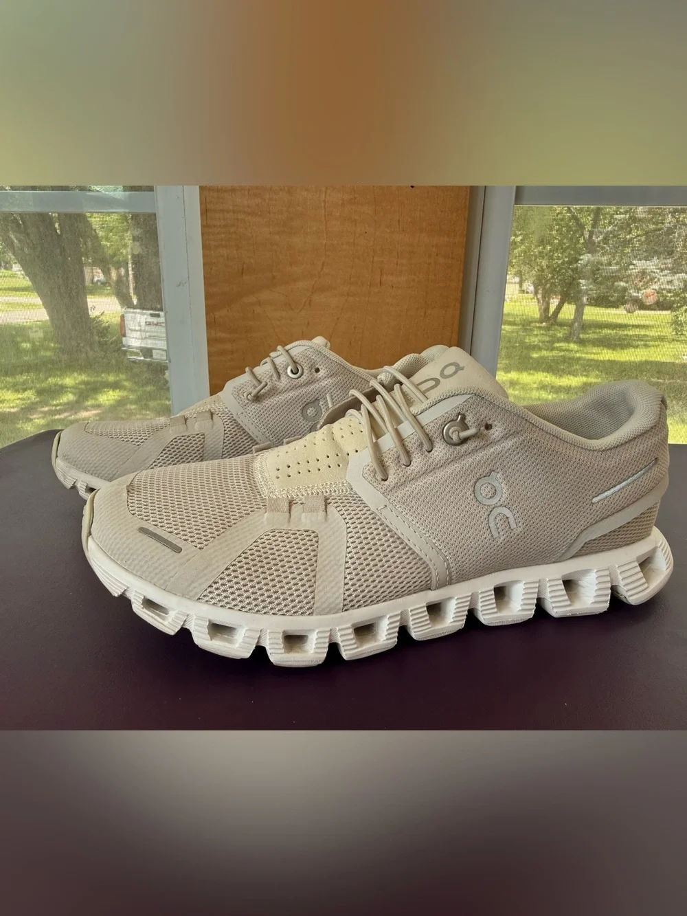 On Running Cloud Sneakers in Light Beige